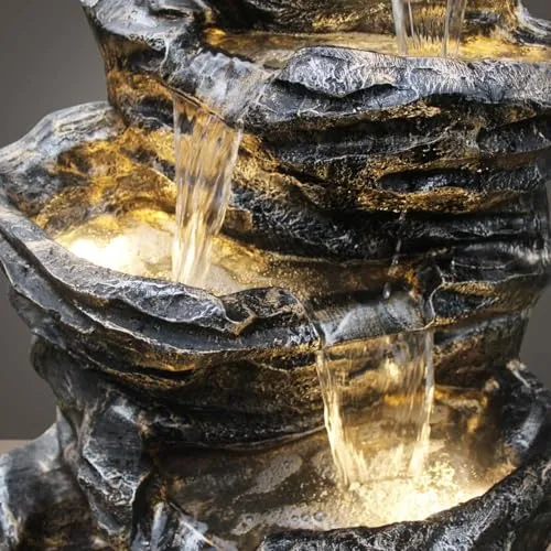 SEPBORN 5 Tier Cascading Slate Water Fountain, 100 cm, Multi-Colour for Indoor Outdoor Living Room Home Decor Garden Patio Deck Porch - with Light and Water Pump