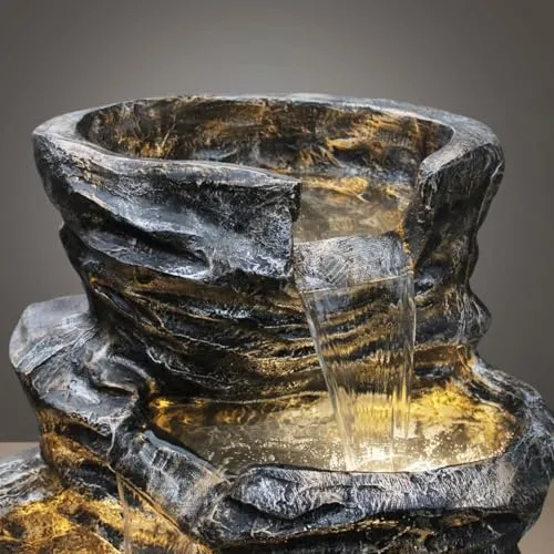 SEPBORN 5 Tier Cascading Slate Water Fountain, 100 cm, Multi-Colour for Indoor Outdoor Living Room Home Decor Garden Patio Deck Porch - with Light and Water Pump