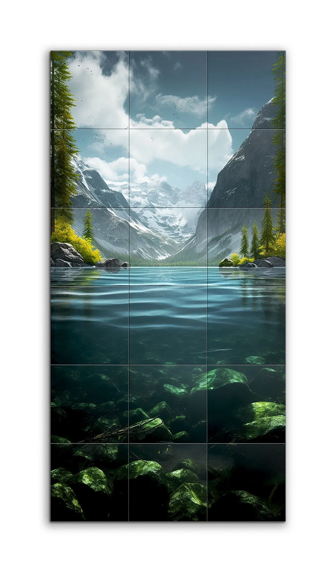 Serene Mountain Lake with Snow-Capped Peaks