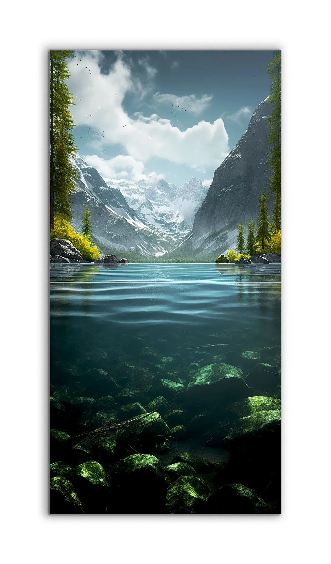 Serene Mountain Lake with Snow-Capped Peaks