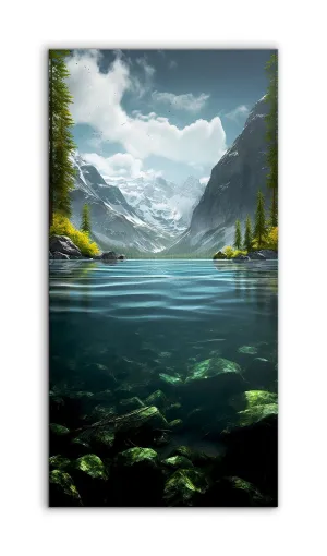 Serene Mountain Lake with Snow-Capped Peaks