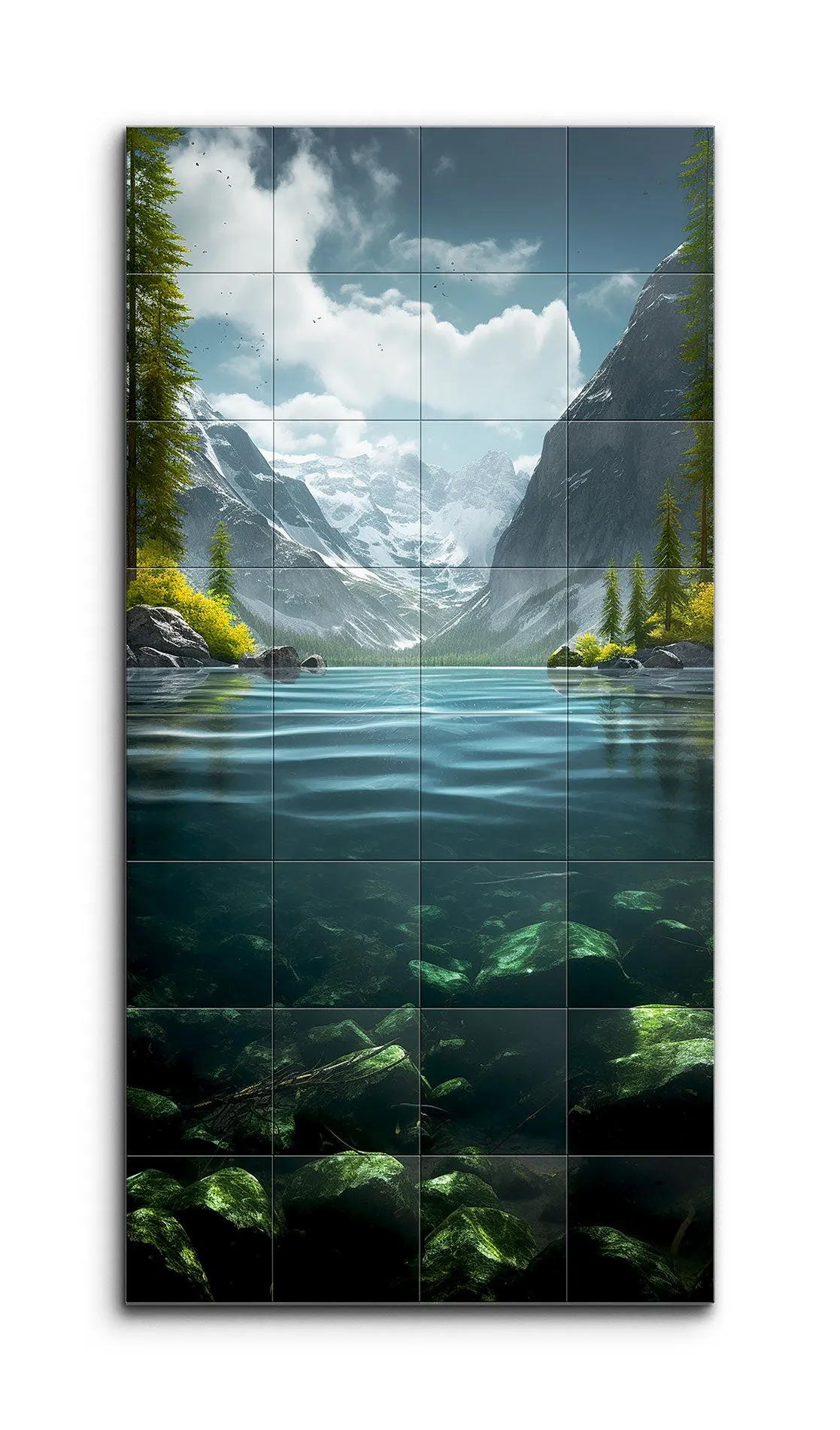 Serene Mountain Lake with Snow-Capped Peaks