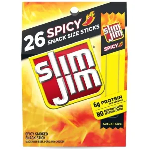 Slim Jim Spicy Meat Stick, Meat Snacks, 7.28 oz, 26 Count Box