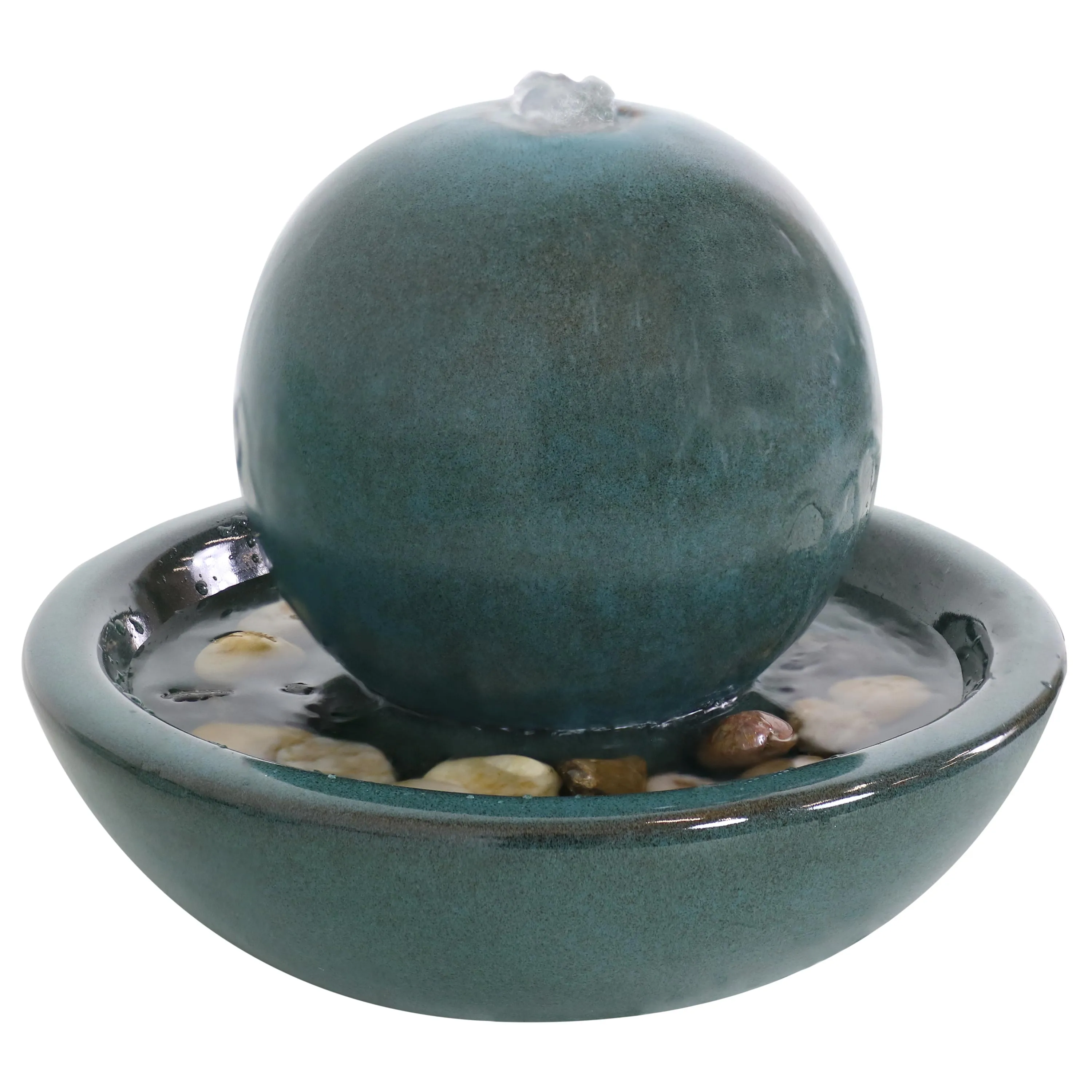 Sunnydaze Indoor Ceramic Tabletop Water Fountain with Orb - 7"